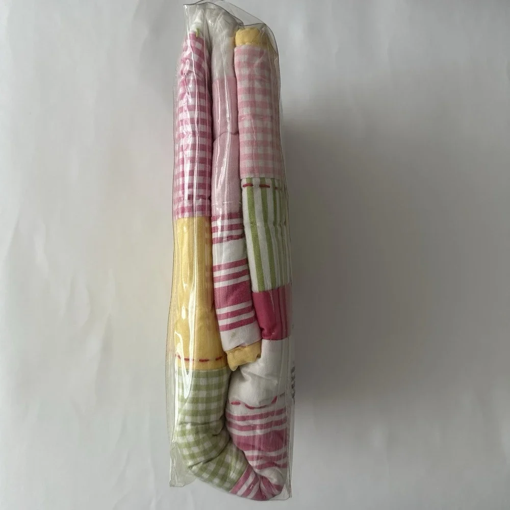 Pottery Barn Kids Kasey Standard Pillow Sham Quilted Cotton NIP 20x26 Pink Green